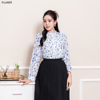 Áo Sơ Mi Nữ Cổ Tàu Mí Ngực Dài Tay Họa Tiết Hoa Nhí LAMER L61H23Q056