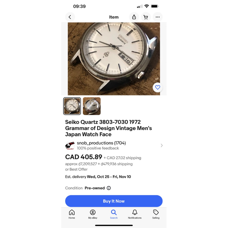 Đồng hồ nam Seiko quartz rất đẹp và hiếm, bộ máy 3803 cao cấp