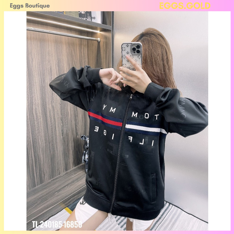 Áo khoác bomber nam nữ hoạ tiết T.O.M đẹp, chất nỉ hoạ tiết chữ thêu mẫu hot năm nay