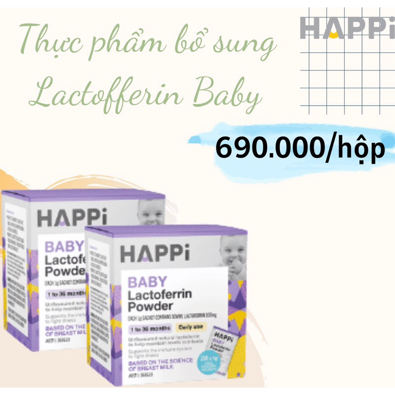 ( NK chính hãng ) Siêu tinh chất LACTOFERRIN Happi Úc tăng đề kháng cho bé dạng bột và viên kẹo 1-36m/ trên 3y