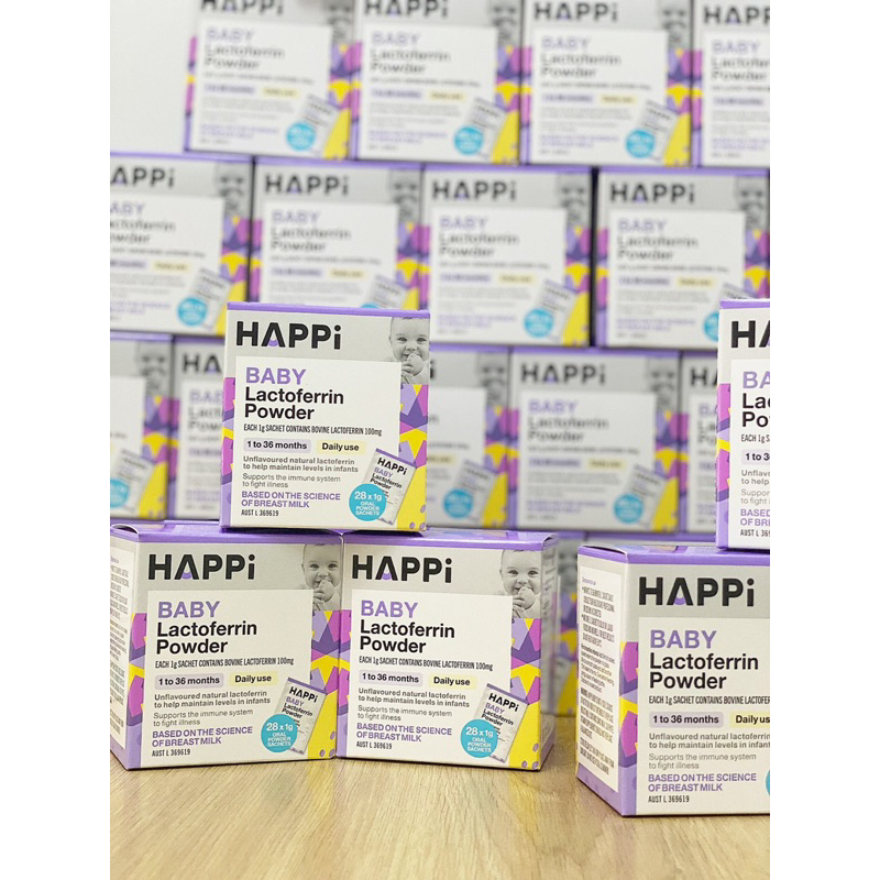 ( NK chính hãng ) Siêu tinh chất LACTOFERRIN Happi Úc tăng đề kháng cho bé dạng bột và viên kẹo 1-36m/ trên 3y