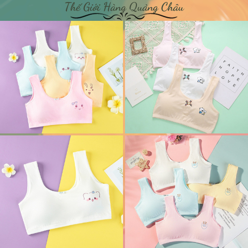 Áo Lót Bé Gái Học Sinh Có Lót Ngực Chất Cotton Hàng Quảng Châu Cao Cấp (AL8-AL16)
