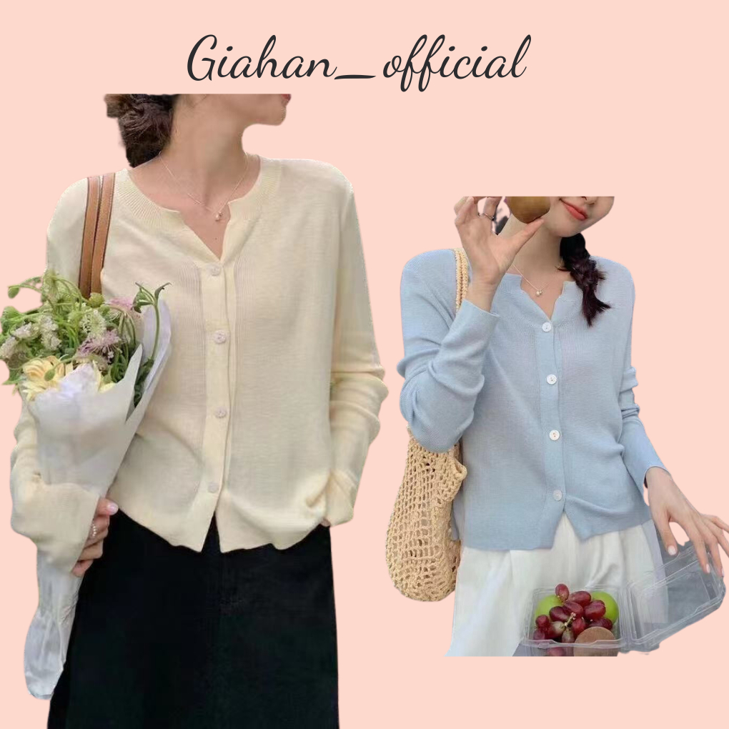 Áo khoác len  Giahan.official tay dài cổ V dáng rộng basic nhiều màu thời trang mùa thu đông 2023 CDG-M1