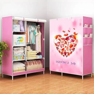 tủ đựng quần áo tủ vải đựng quần áo Tủ vải 3D tủ vải khung thép 3 buồng tủ Khung Thép