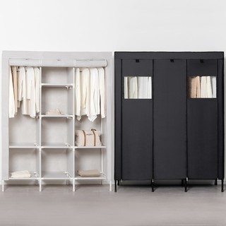 Tủ Đựng Quần Áo Vải Tủ Vải Khung Thép 3D 3 Buồng 6 Ngăn Rộng Thoáng Mở Khung Nhựa Thanh Chống Thép