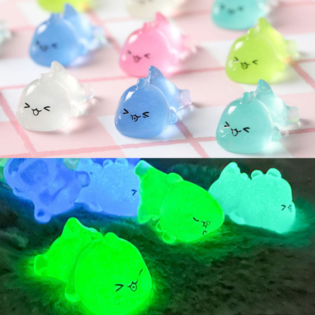 Charm dạ quang khủng long béo phát sáng decor bàn, trang trí tiểu cảnh