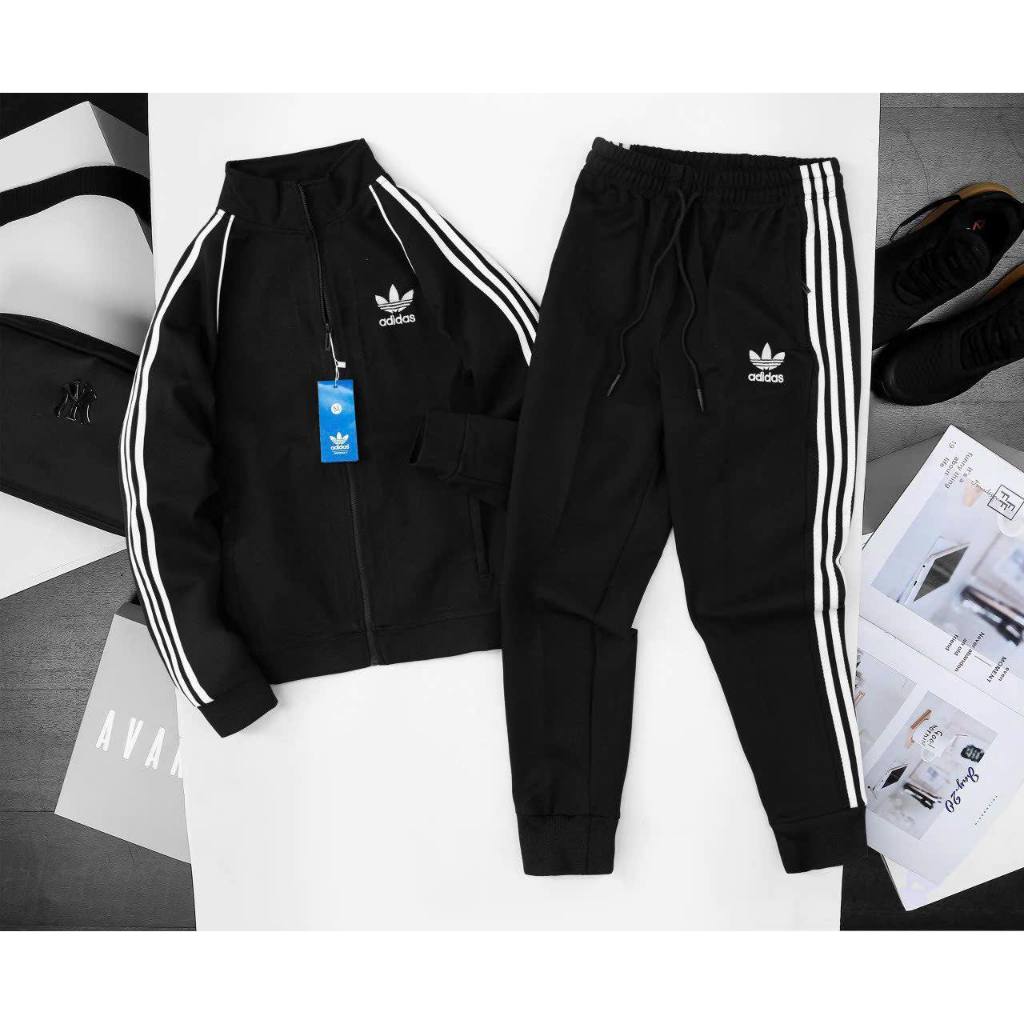 Bộ thể thao nam thu đông 3 sọc,áo khoác bomber 3 sọc nỉ add nam nữ chất liệu nỉ dày dặn cao cấp thể thao logo thêu