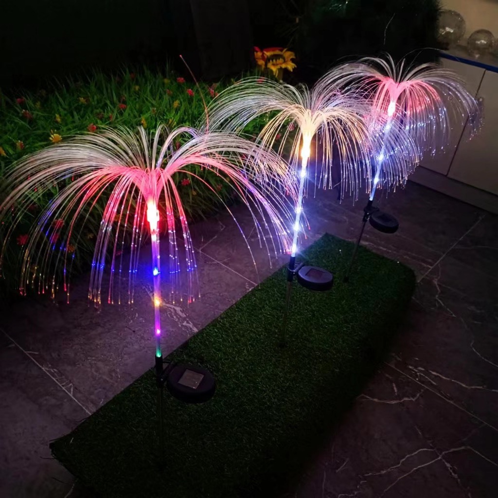 Đèn LED Năng Lượng Mặt Trời Con Sứa Đèn Đèn Flash Chống Thấm Nước Hoa Sợi Quang Cho Trang Trí Sân Vườn