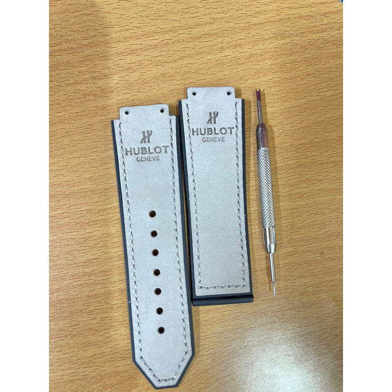 Dây đồng hồ Hublot lót da lộn trắng xám size mặt 34, 38, 42, loại đẹp,tặng tool thay dây