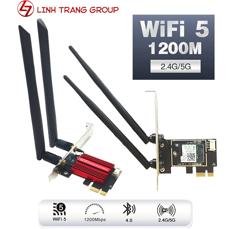 Card wifi PCI-E chuẩn AC tích hợp bluetooth cho máy tính bàn 7260AC - PK122 | BigBuy360 - bigbuy360.vn