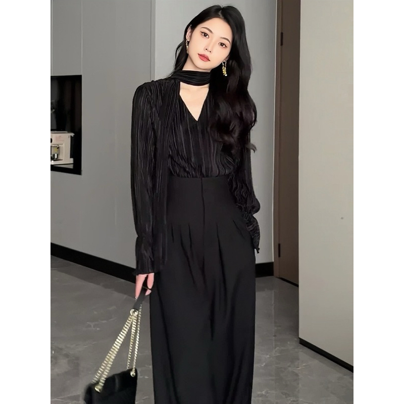 Áo sơ mi xếp ly Emili dáng tay dài sơ mi thời trang kiểu nữ