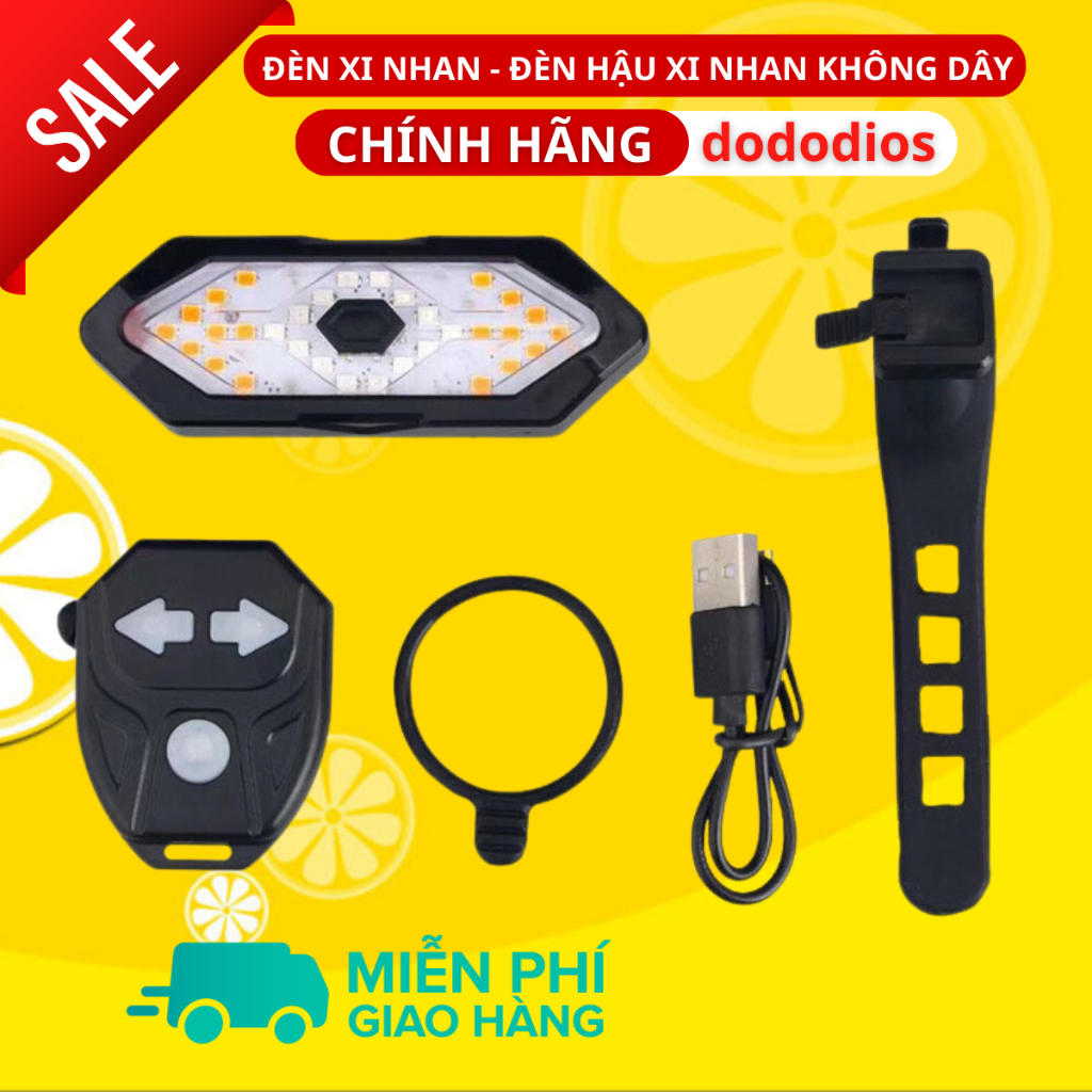 Đèn xe đạp xi nhan không dây siêu nhậy lắp cột yên 5 chế độ sáng KÈM CÒI - Hàng chính hãng dododios