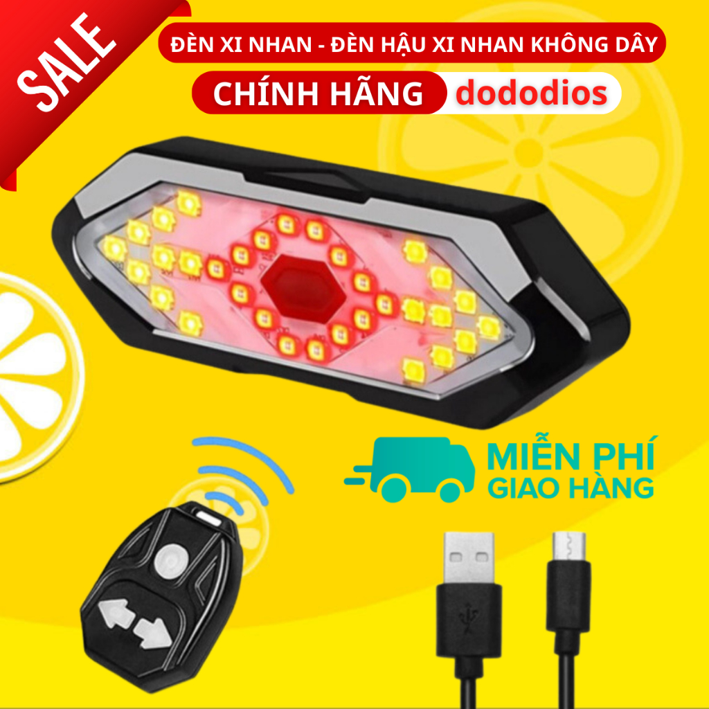 Đèn xe đạp xi nhan không dây siêu nhậy lắp cột yên 5 chế độ sáng KÈM CÒI - Hàng chính hãng dododios