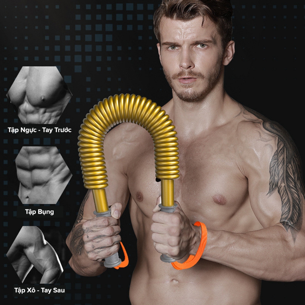 Gậy Lò Xo Tập Cơ Tay Siêu Nặng 100kg Dụng Cụ Bẻ Tập Cơ Tay Ngực Vai Lưng Tập Gym Thể Dục Tại Nhà Gold Từ 50 – 100kg