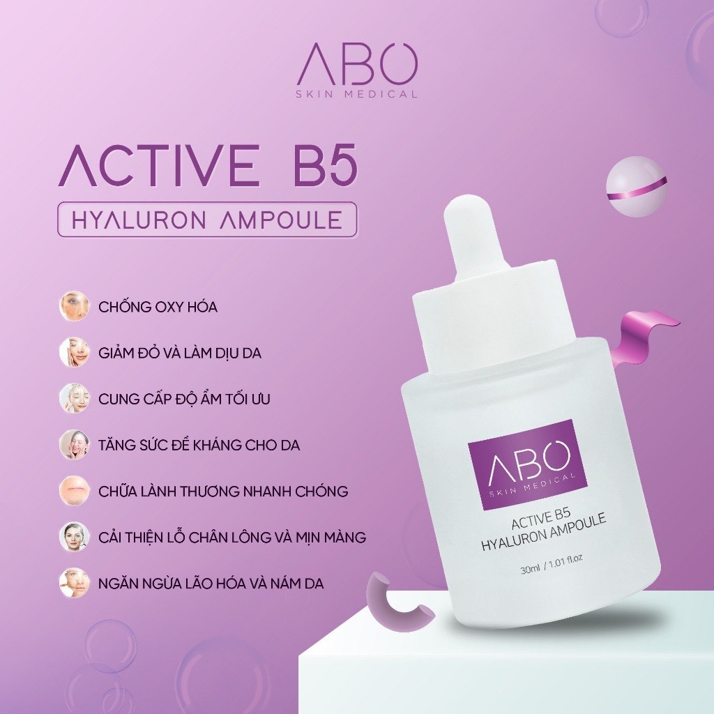 Serum ha b5 ABO - Phục hồi da, cấp ẩm, căng bóng da tức thì, đều màu da, chống lão hóa 30ml - USOLAB