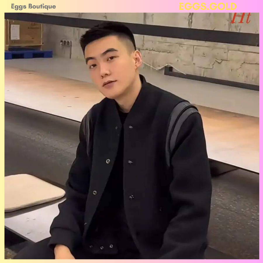 Áo khoác bomber nam chất dạ đẹp hoạ tiết kẻ viền vai phối da đẹp