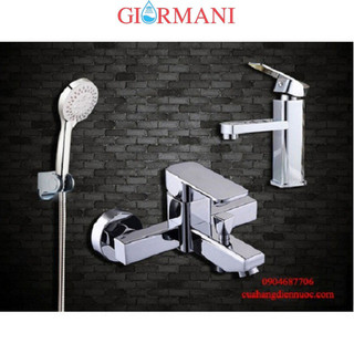 Full bộ sen tắm GIORMANI nóng lạnh và vòi chậu rửa mặt Lavabo vuông SNL902-VHS11-snl16