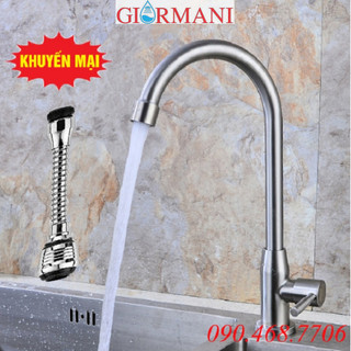 Vòi đơn lạnh chậu rửa bát GIORMANI inox 304 tặng kèm đầu vòi rửa dây dài và dây cấp inox VRB902-DV02