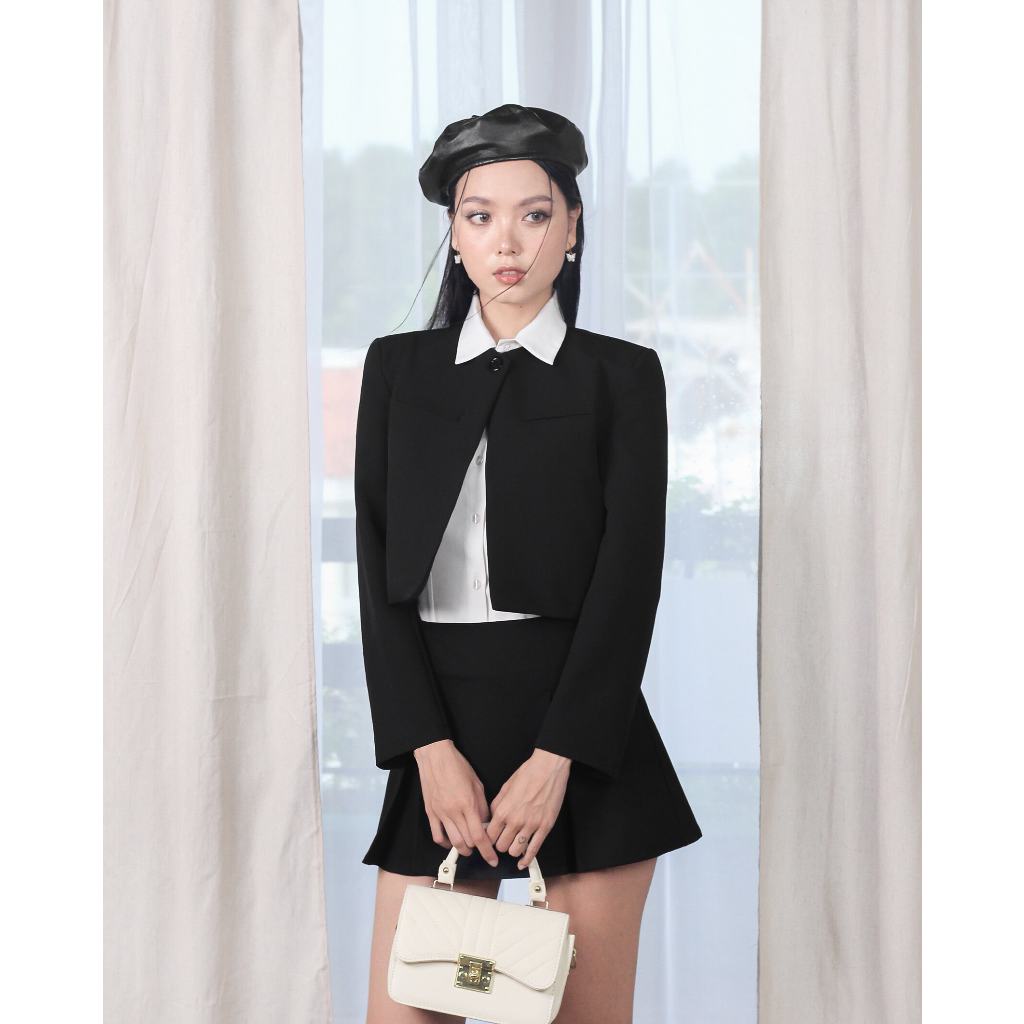 DALLA Áo blazer croptop cổ tròn