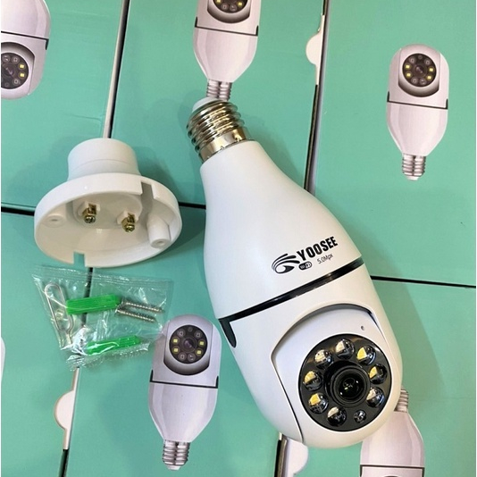 Camera Yoosee bóng đèn thế hệ mới 5.0MP - xoay 360 độ, xem đêm có màu, mẫu mới 2023 MÃ BÓNG ĐÈN