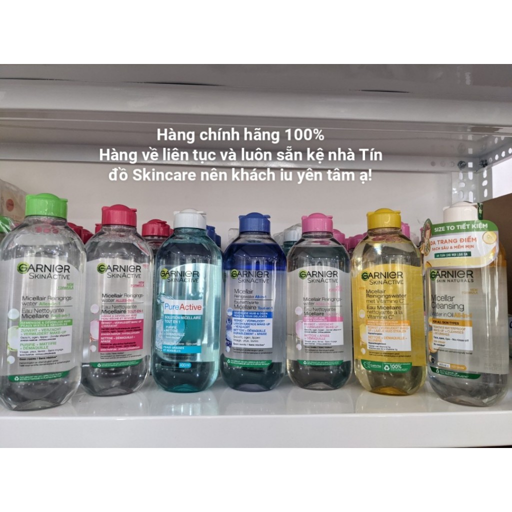 Nước Tẩy Trang Làm Sạch Sâu Dịu Nhẹ Cho Mọi Loại Da, nước tẩy trang Garnier Micellar Cleansing Water 400ml