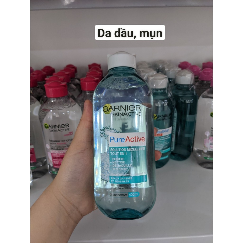 Nước Tẩy Trang Làm Sạch Sâu Dịu Nhẹ Cho Mọi Loại Da, nước tẩy trang Garnier Micellar Cleansing Water 400ml