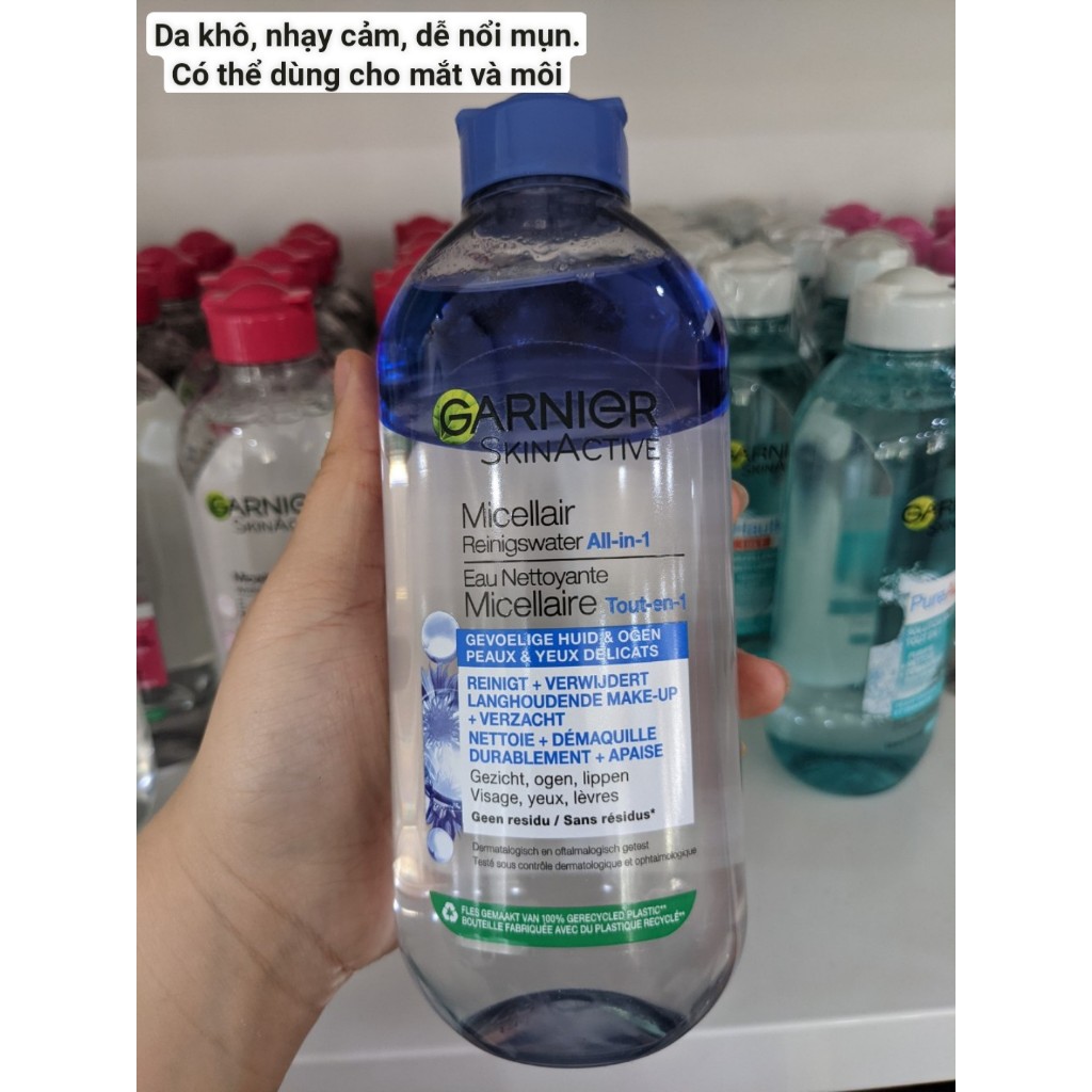 Nước Tẩy Trang Làm Sạch Sâu Dịu Nhẹ Cho Mọi Loại Da, nước tẩy trang Garnier Micellar Cleansing Water 400ml