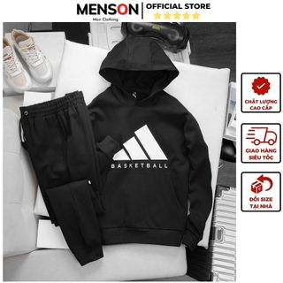 Bộ nỉ nam có mũ Adidas dài tay cao cấp phom đẹp Menson MD57 Bộ quần áo thu đông nam siêu ấm mặc nhà 2023 Hàng Xuất Dư