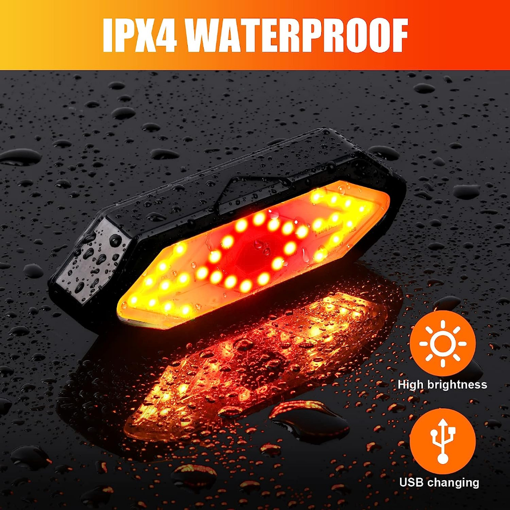 Đèn xe đạp xi nhan không dây siêu nhậy lắp cột yên 5 chế độ sáng KÈM CÒI - Hàng chính hãng dododios