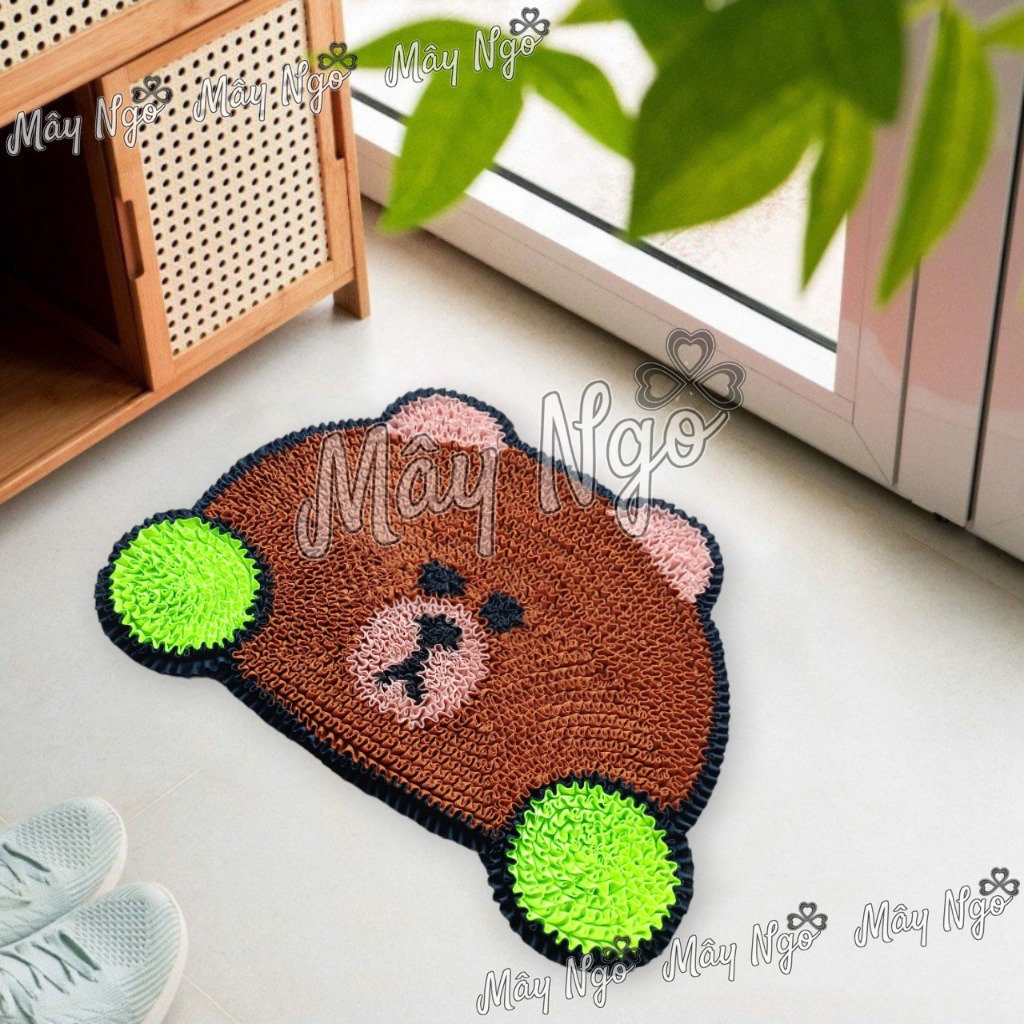 Thảm lau chân hình thú thảm gấu trang trí dễ thương