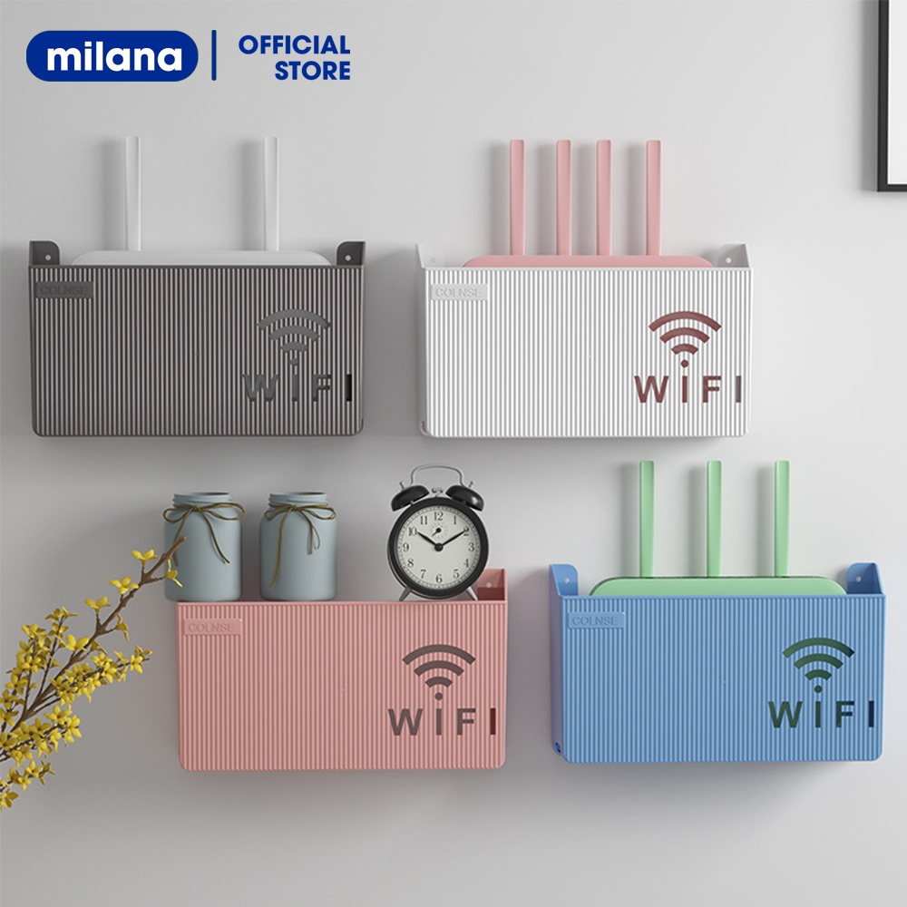 Kệ đựng wifi treo tường, Kệ wifi đặt modem, đầu kỹ thuật số, ổ cắm điện, chất liệu nhựa ABS/