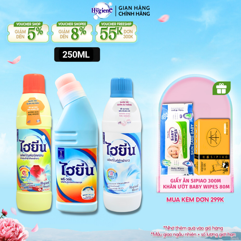 Thuốc Tẩy Trắng Quần Áo Hygiene - Nước Tẩy Quần Áo Trắng Và Màu Thái Lan 250ml