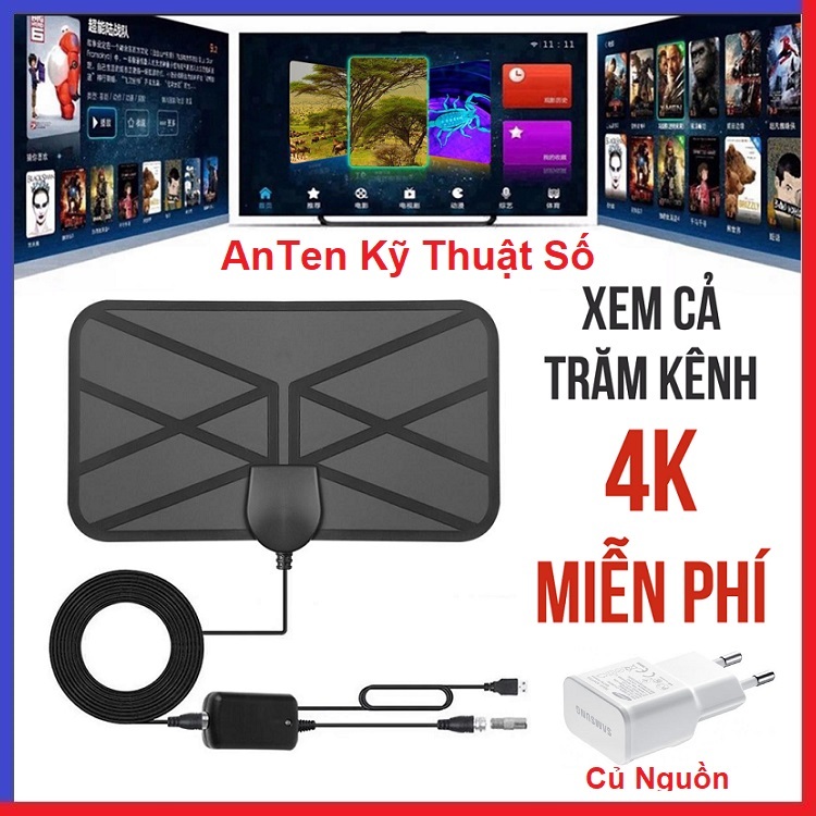 ĂngTen Kỹ Thuật Số 4K 1080P, AnTen Tivi DVB-T2, Dùng Trong Nhà, Xem Truyền Hình Miễn Phí, Hình Ảnh, Siêu Nét - Gọn Nhẹ