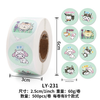 Cuộn 500 tem tròn/ sticker Sanrio