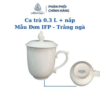 Ca trà 0.3 lít + nắp - mẫu đơn ifp trắng ngà - gốm sứ cao cấp minh long i