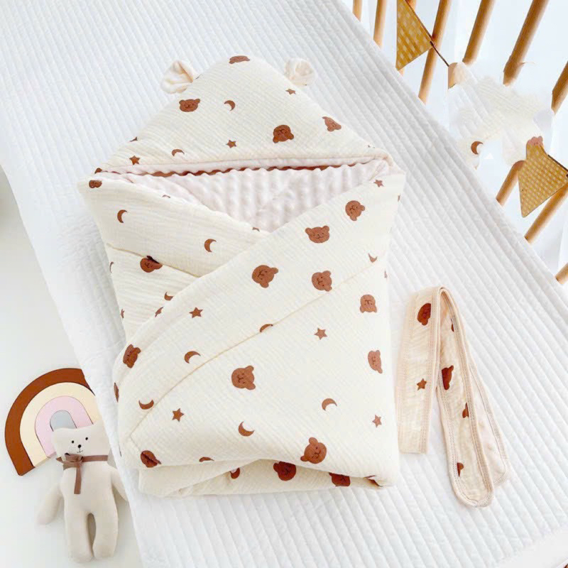 Ủ xô Trần bông lớp nhung bi hạt đậu siêu ấm cho bé - ủ mùa đông ấm áp Best For Baby