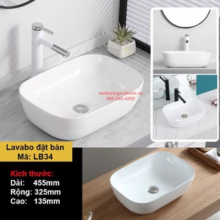 Lavabo sứ ovan viền tròn Đặt Bàn, Chậu rửa mặt đặt bàn men nano trắng sạch, chống bám bẩn