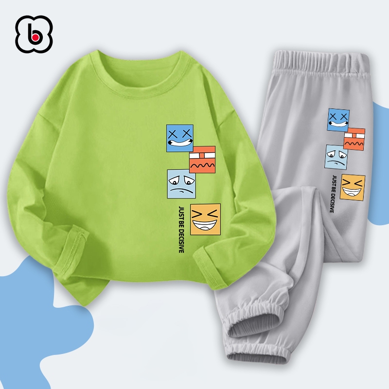 Bộ thu đông dài tay cho bé trai bé gái BabyloveGO đồ bộ thun cotton mềm mịn thoáng mát BDHI45