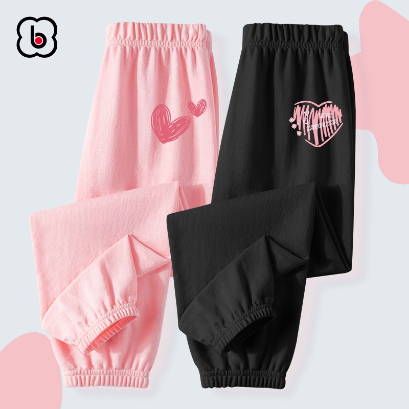 Quần dài bé gái BabyloveGO mẫu mới 2024 quần thu đông cho bé gái cạp chun bo gấu dáng jogger