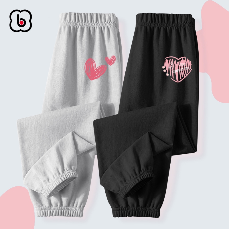 Quần dài bé gái BabyloveGO mẫu mới 2024 quần thu đông cho bé gái cạp chun bo gấu dáng jogger