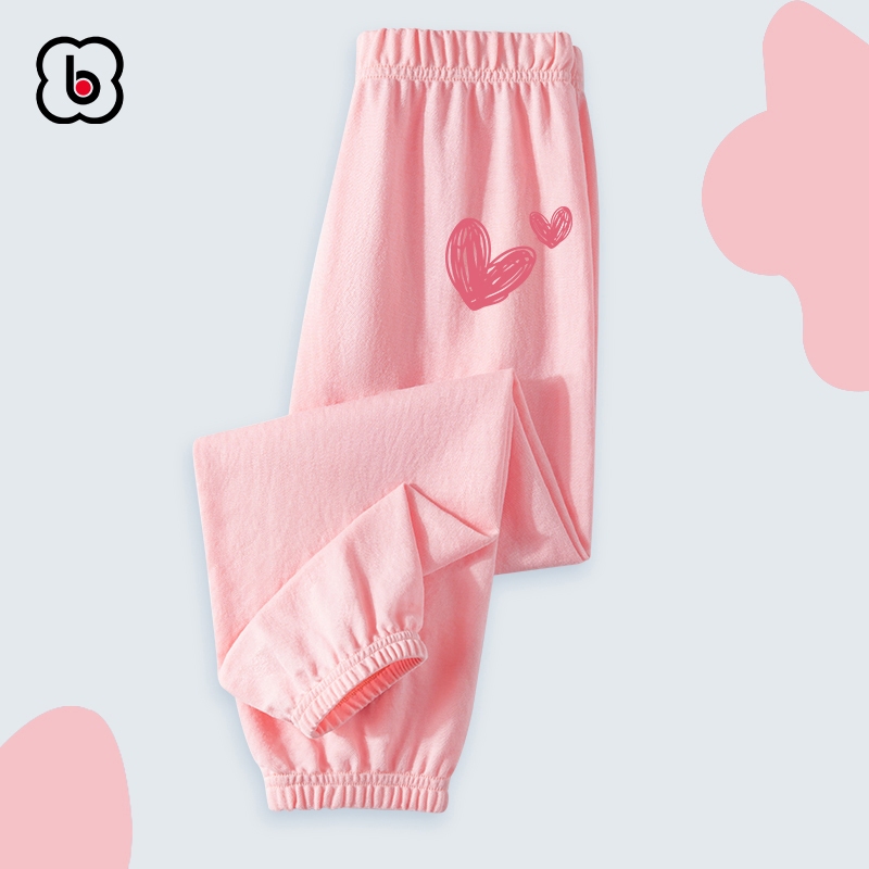 Quần dài bé gái BabyloveGO mẫu mới 2024 quần thu đông cho bé gái cạp chun bo gấu dáng jogger