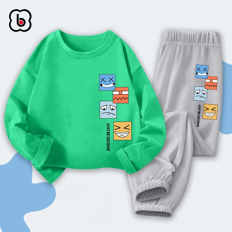 Bộ thu đông dài tay cho bé trai bé gái BabyloveGO đồ bộ thun cotton mềm mịn thoáng mát BDHI45