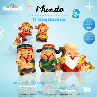Tô tượng thạch cao thần tài may mắn size s 04, phúc lộc thọ, tượng thạch cao mundo