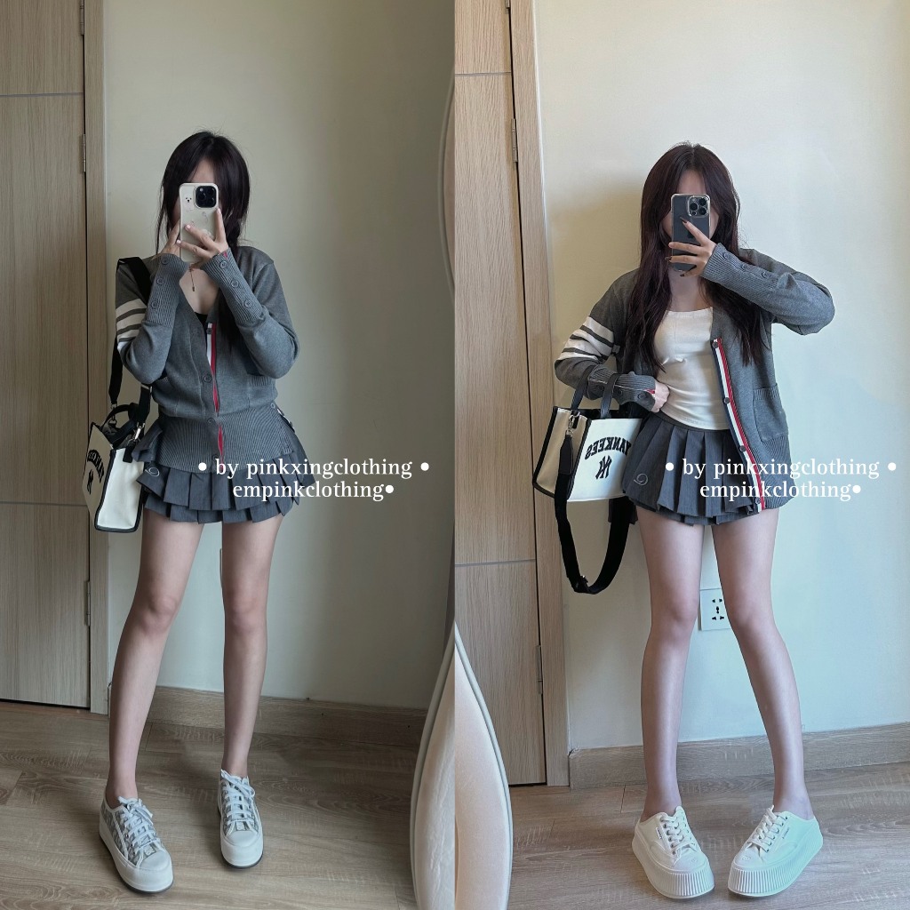 EMPINKCLOTHING - ÁO CDG THO.M KẺ TAY MÀU TRẮNG