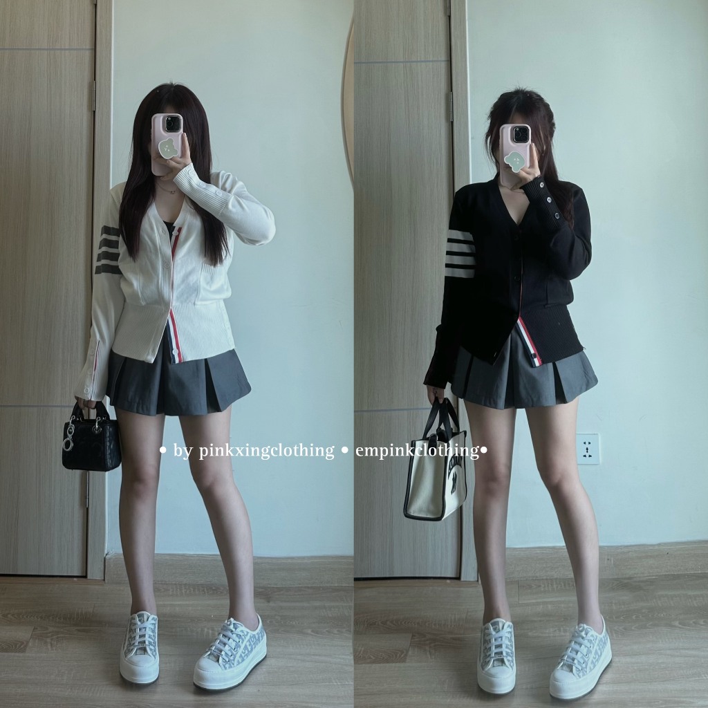 EMPINKCLOTHING - ÁO CDG THO.M KẺ TAY MÀU TRẮNG