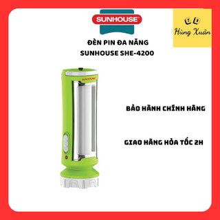 Đèn pin tích điện đa năng Sunhouse SHE-4200,12 mắt LED siêu sáng, đèn pin sạc cầm tay 2 chức năng