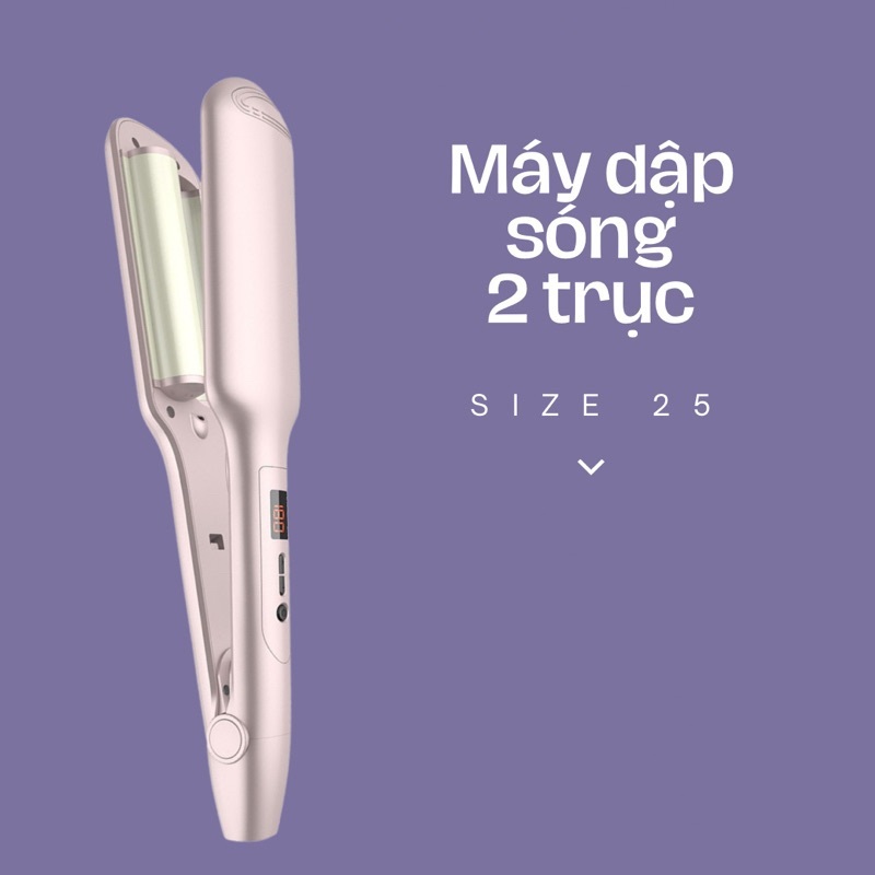 Máy Uốn Duỗi Tóc Làm Xoăn Sóng Nước Hippie Size 25 Màn Hình LCD Chỉnh Nhiệt Phủ Ceramic S.NY 04