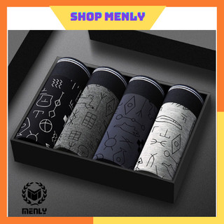 Quần sịp nam, quần sịp đùi nam cao cấp họa tiết độc đáo combo hộp 4 chiếc đủ size L XL 2XL 3XL