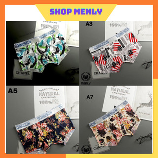 Quần sịp nam, quần sịp đùi nam thun lạnh họa tiết cao cấp combo hộp 4 chiếc đủ size L XL 2XL 3XL