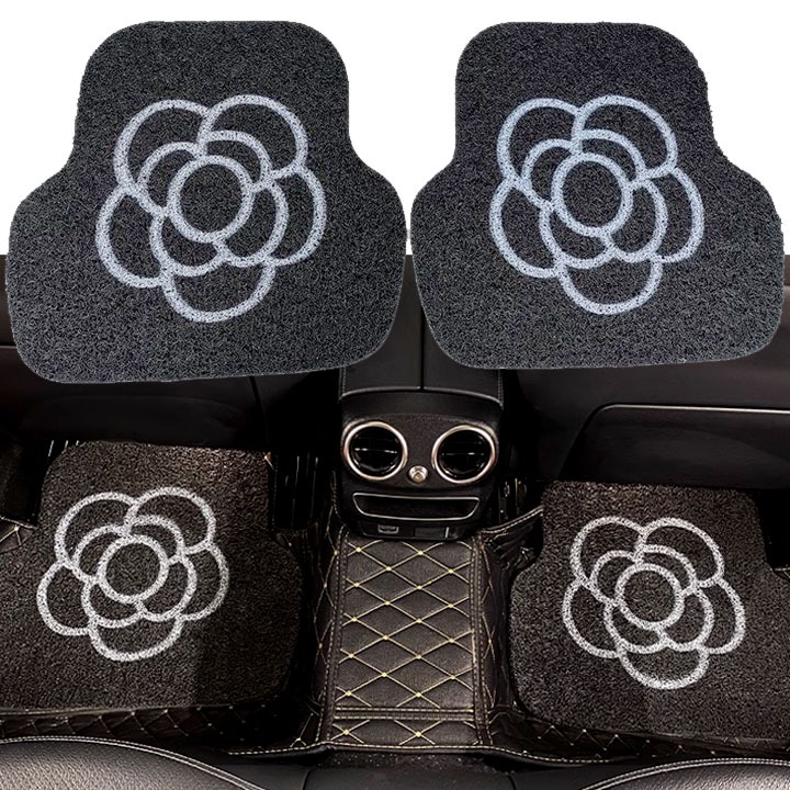 Bộ 02 Thảm rối lót sàn xe ô tô cao cấp hình hoa trà cao cấp _oto